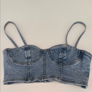 PacSun Blue Denim Crop Top